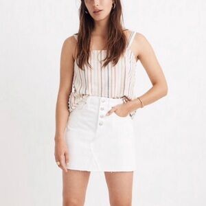 Madewell women’s white rigid denim a-line mini skirt 28 cotton NWOT